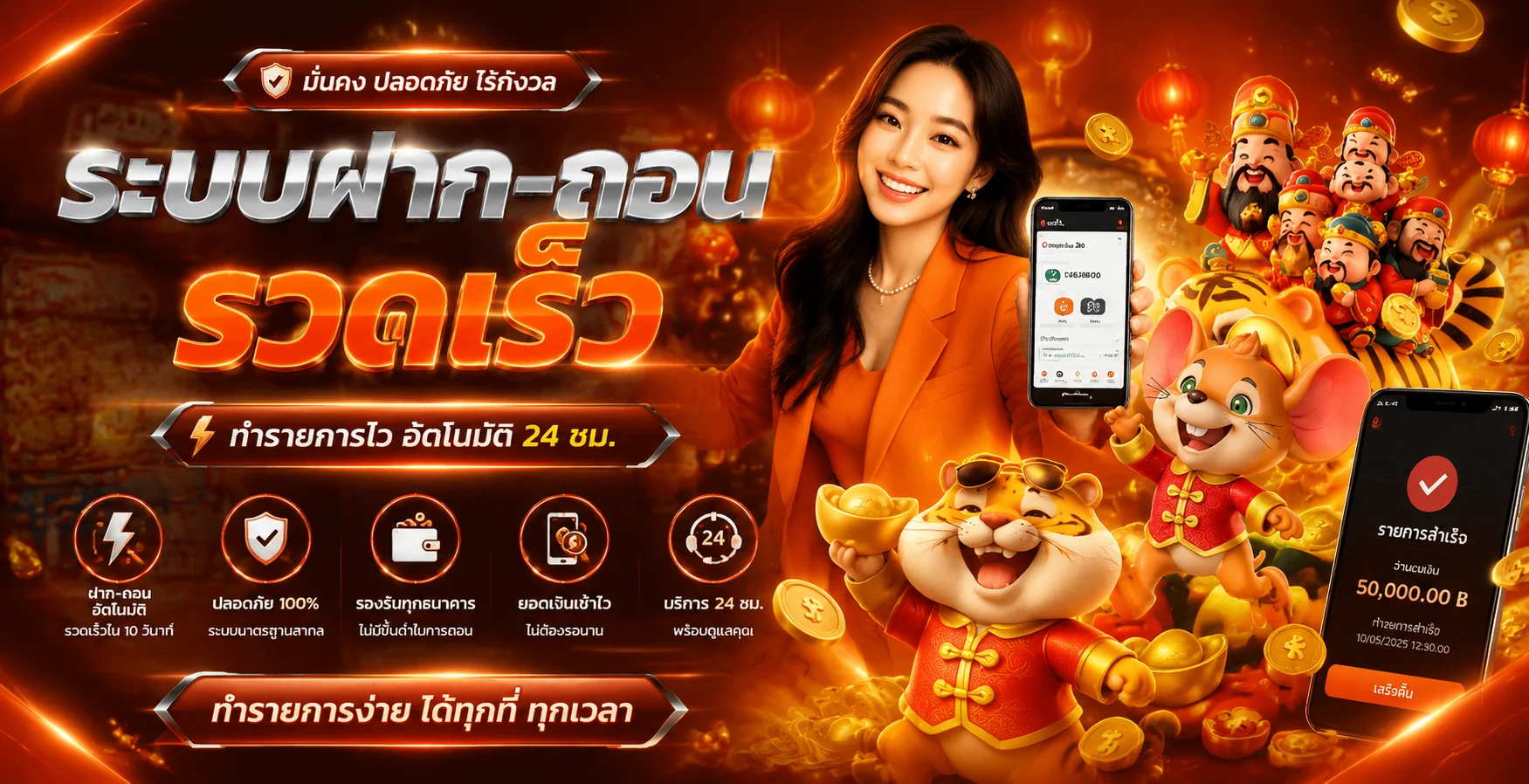 ระบบฝากถอนออโต้ OIC555 รวดเร็ว รองรับทุกธนาคาร